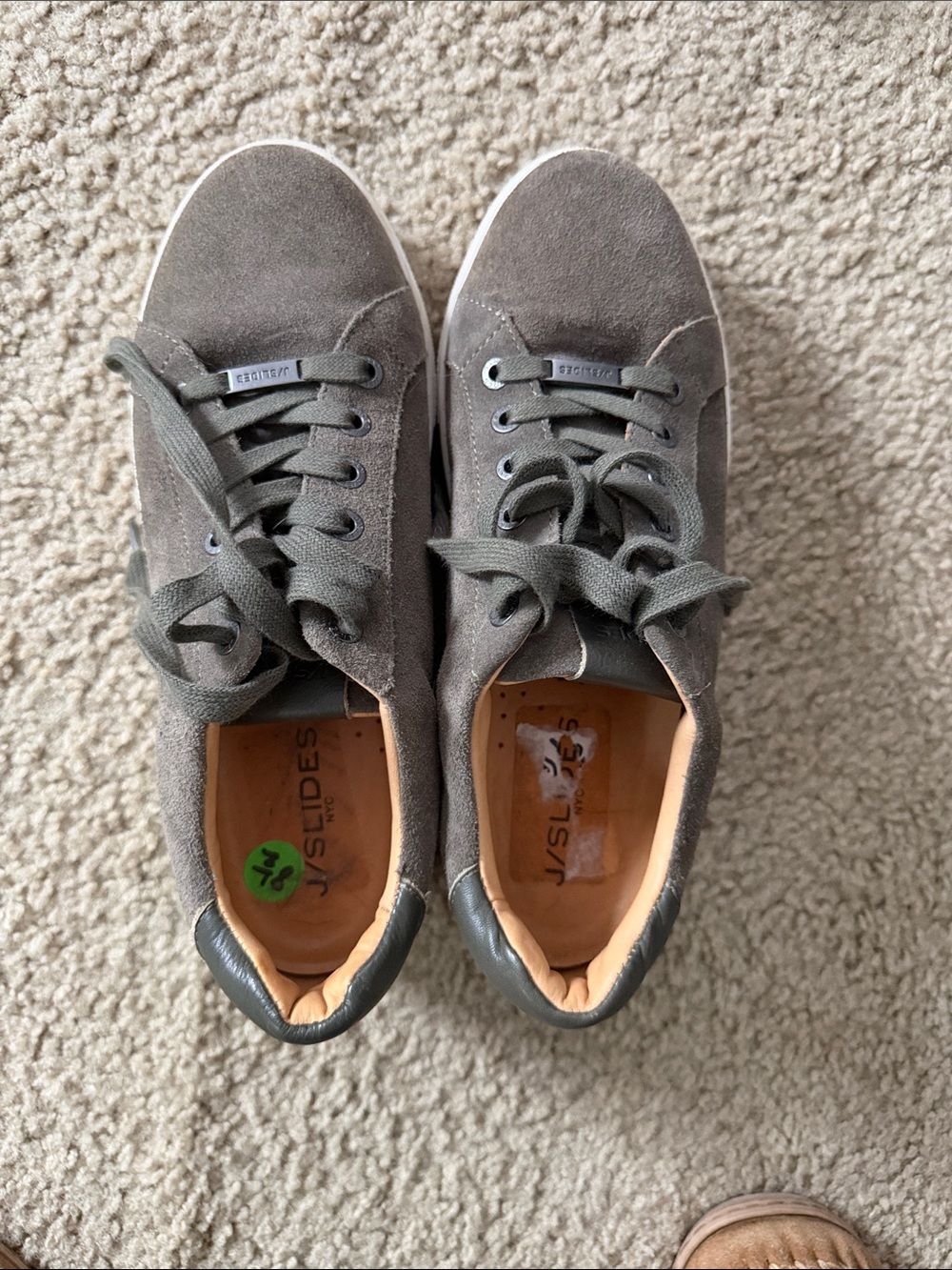 Greenish/Gray Suede Sneakers with Laces